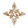 Elegant Eight Point Star Flower Brooch With Blue Rhinestone Crystal Alloy Lapel Pin Corsage Gift