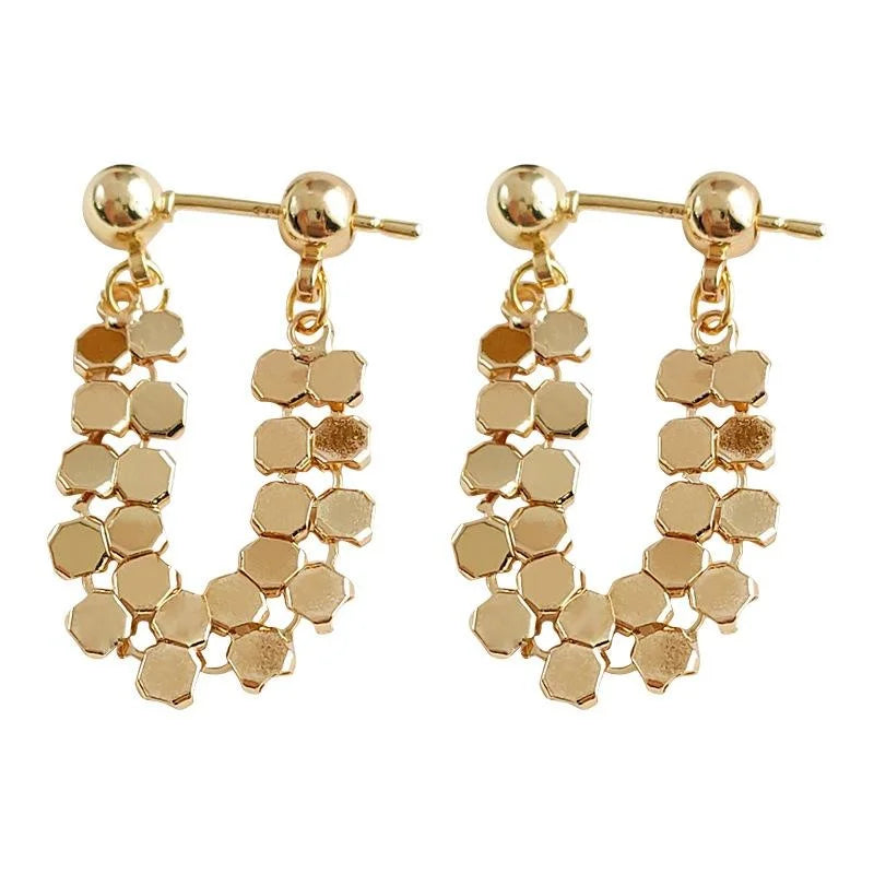 Luxury Minimalist 14K Plated Copper Chain Hoop Drop Earrings