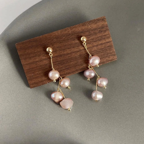 Handmade Freshwater Pearl 14K Plated Zigzag Constellation Stud Earrings Style