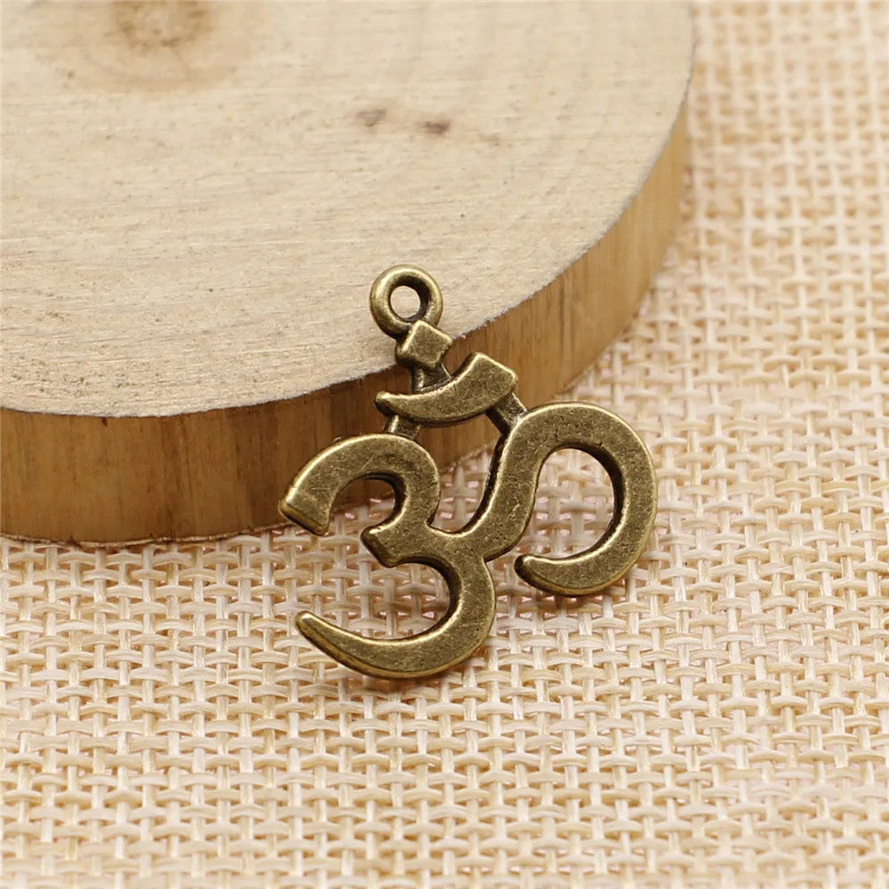 23x21mm 1.9g Multicolor Zinc Alloy OM Symbol Charm Pendant for DIY Necklace Bracelet Making