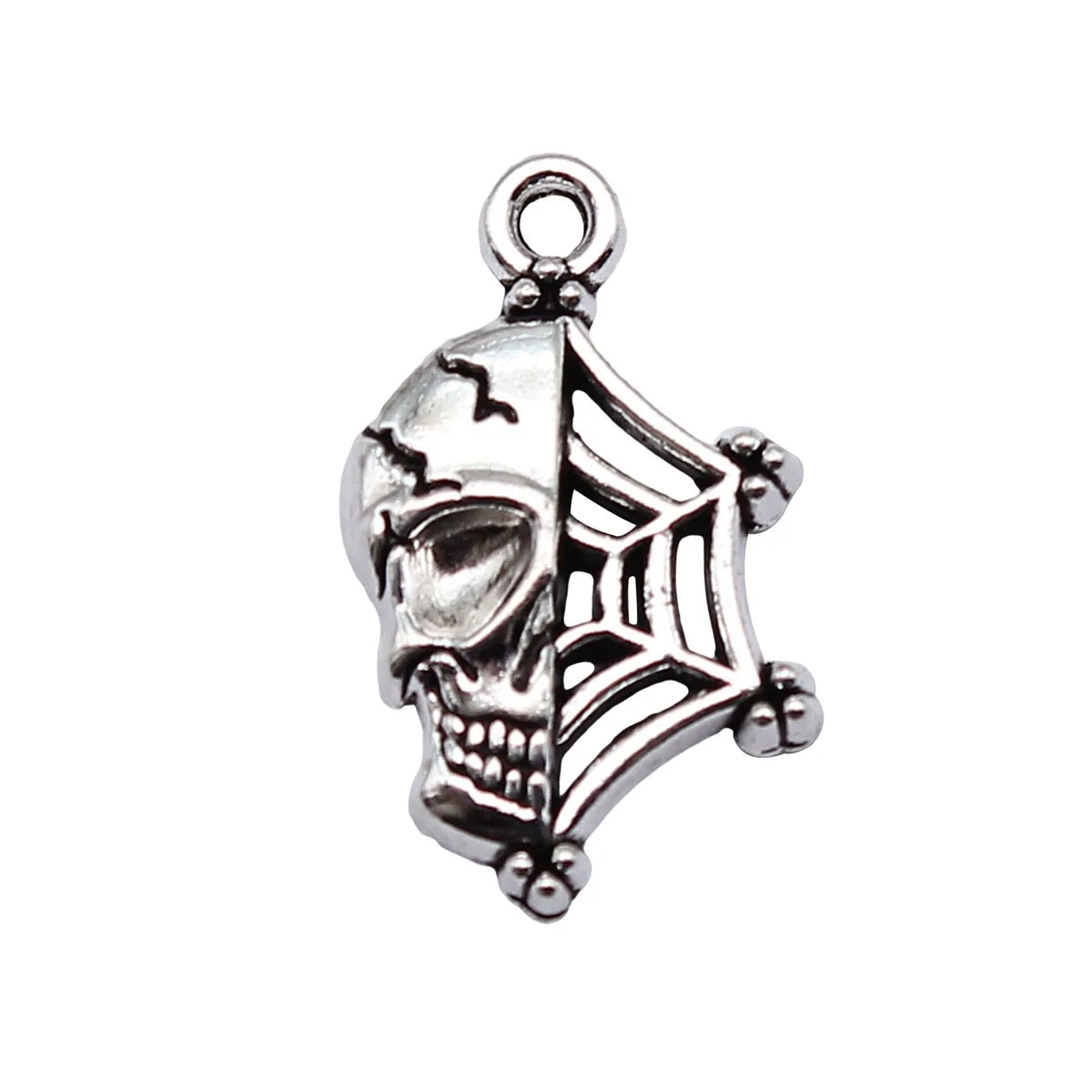 19x11mm 0.9g Antique Silver Zinc Alloy Skull Spider Web Charm Pendant for DIY Jewelry Making