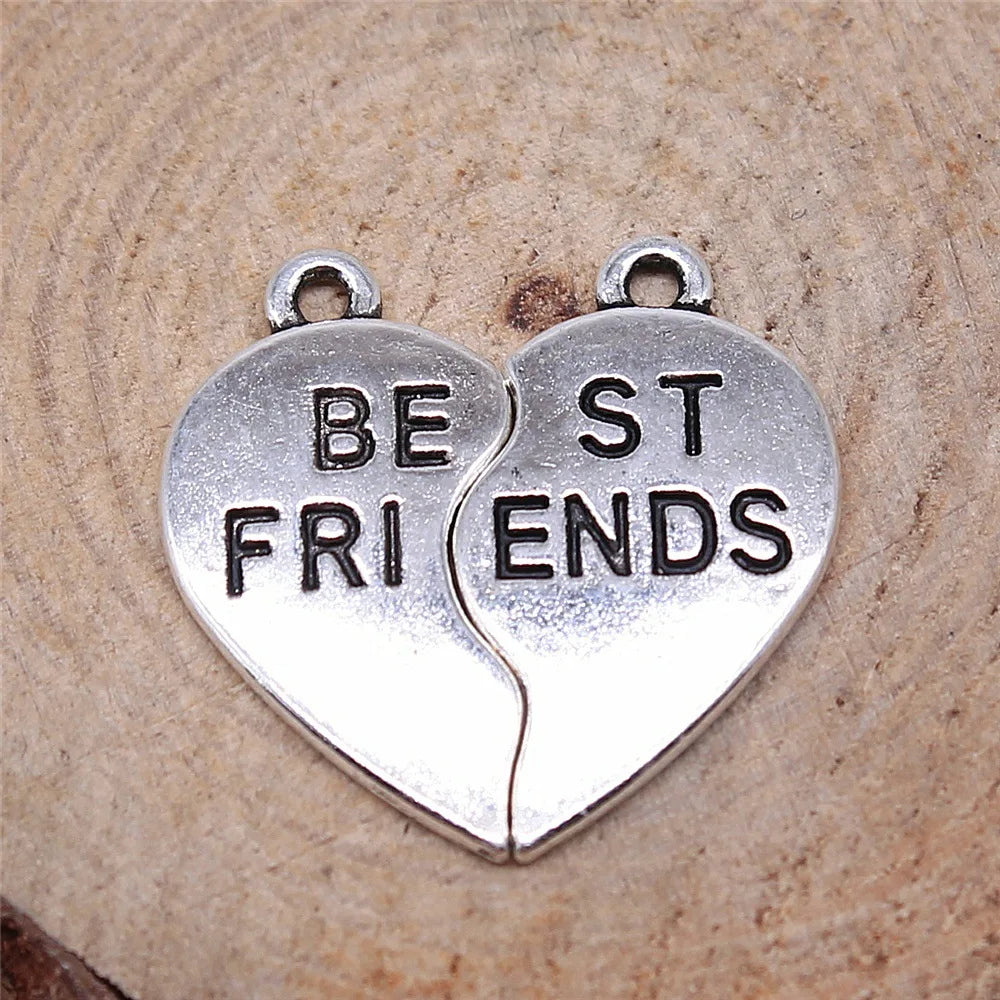 23x22mm 3g Multicolor Zinc Alloy Best Friends Puzzle Heart Charm Pendant for DIY Jewelry Making
