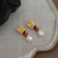 Handmade Baroque Freshwater Pearl Geometric Irregular Vintage Drop Earrings