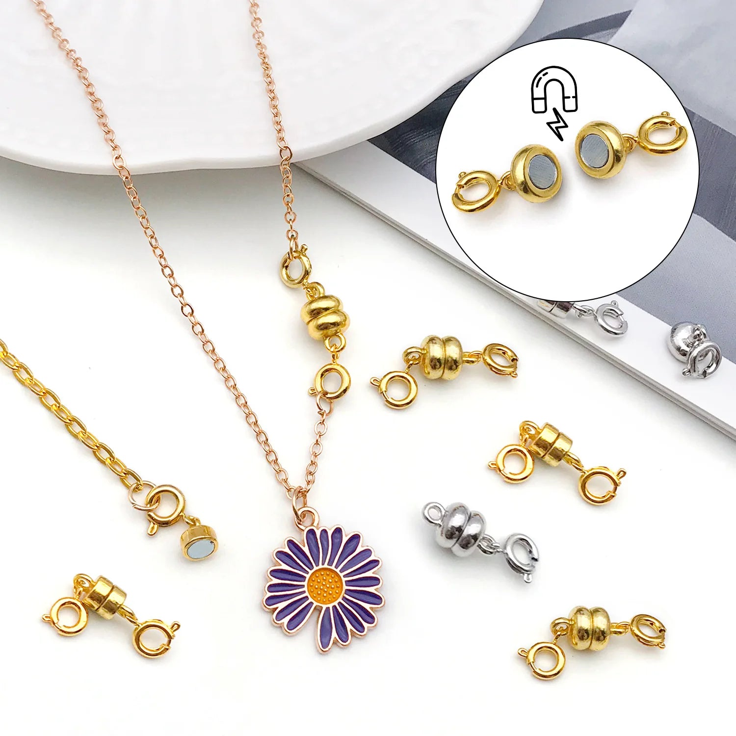 Iron Short Round Cylinder Magnetic Clasp Connector for DIY Bracelet Necklace Jewelry