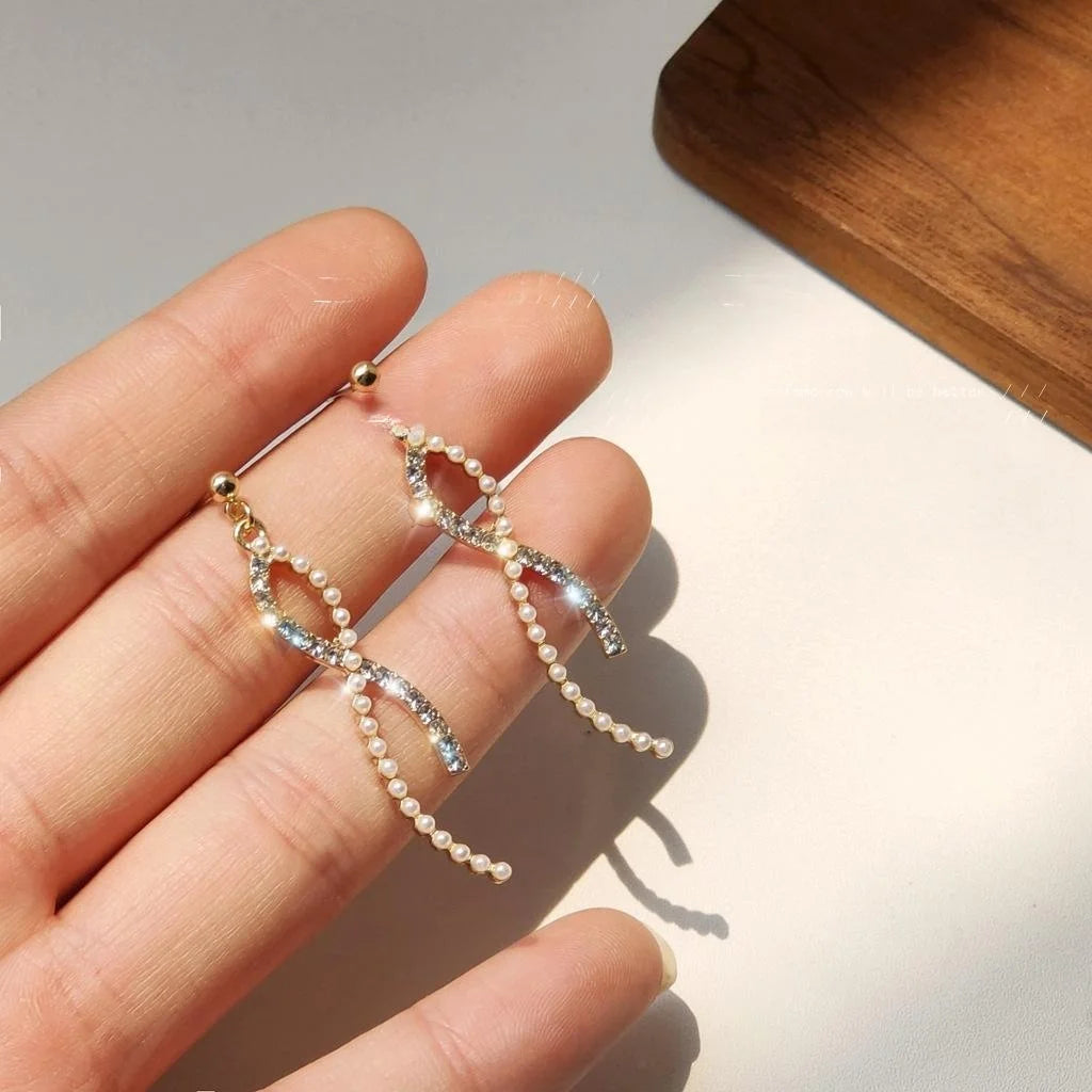 14K Plated Copper Irregular Geometric Cross Zircon Micro Pave Stud Earrings