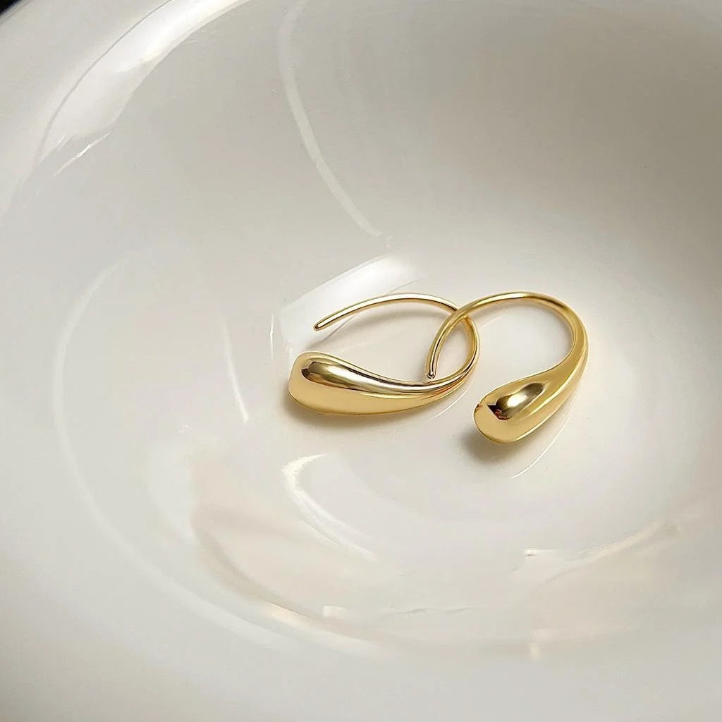 Minimalist 14K Gold Plated Copper Teardrop Drop Earrings For Women Daily Commuter Jewelry