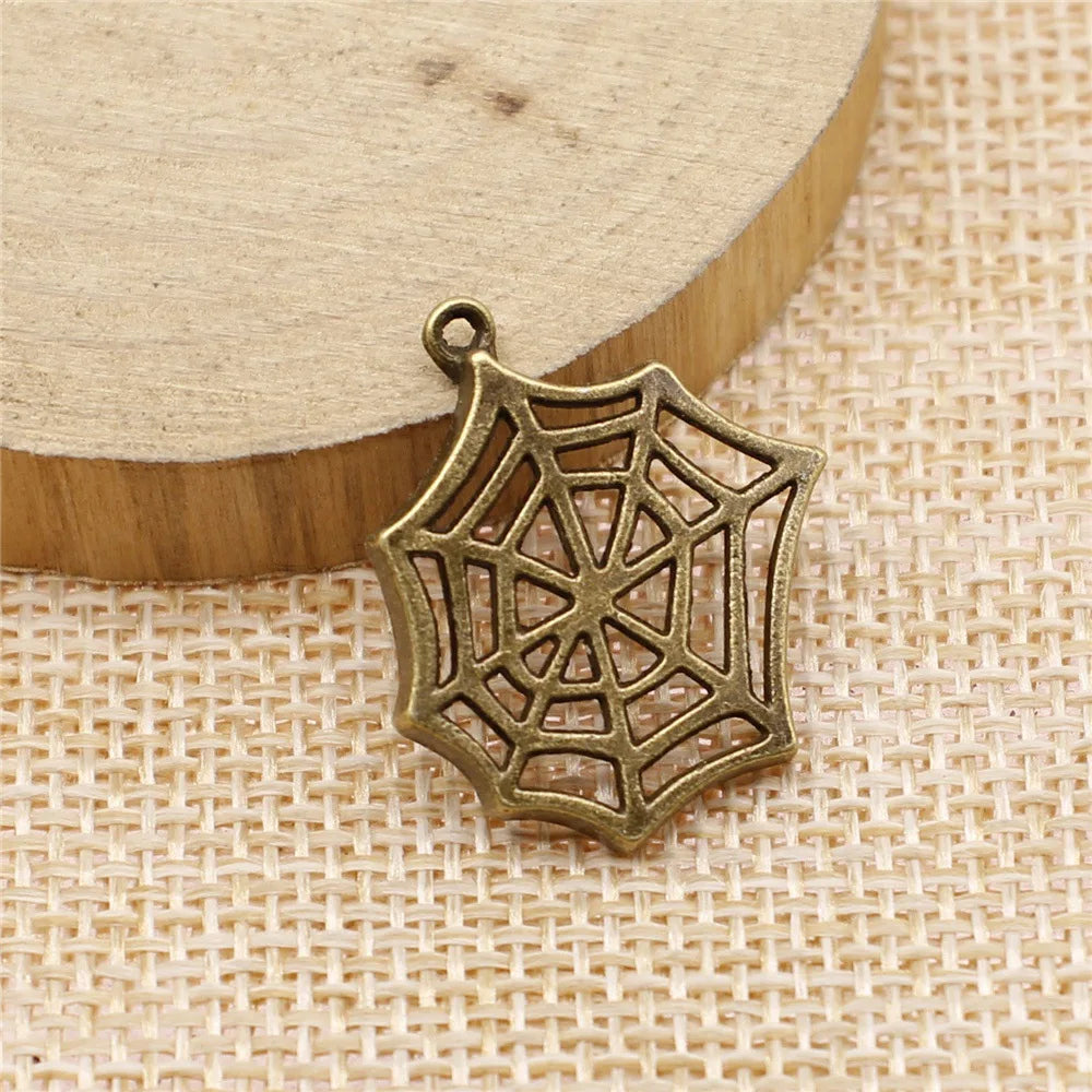 25x22mm 1.6g Multicolor Zinc Alloy Spider Web Spider Charm Pendant for DIY Necklace Bracelet Making