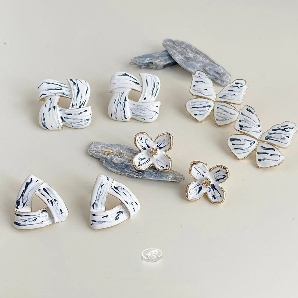 Original Design Alloy Butterfly Stud Earrings New Chinese Floral Geometric Fashion Jewelry