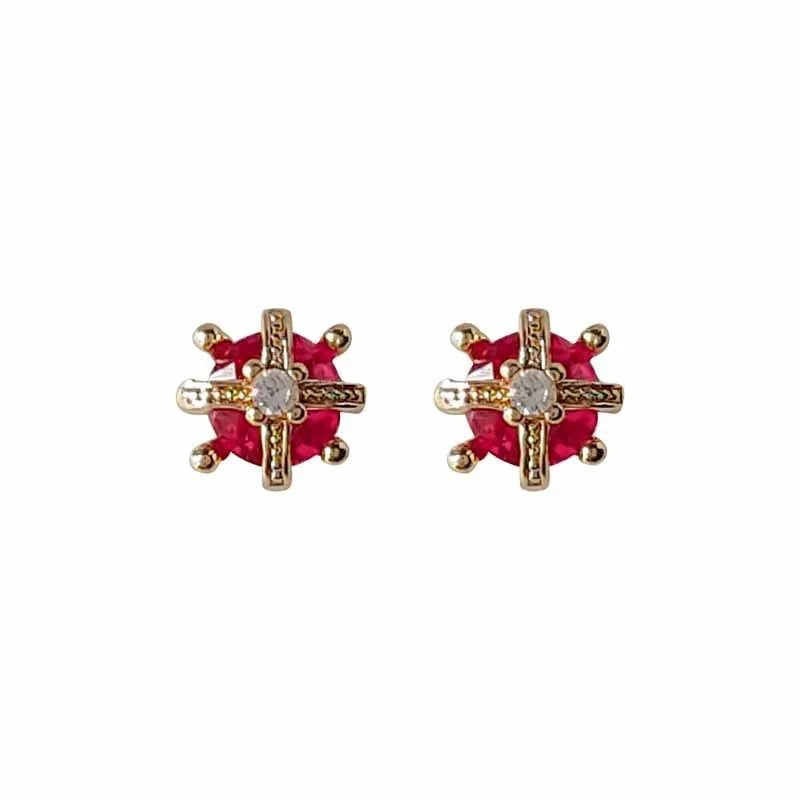 Mini Zircon Crown Stud Earrings 14K Gold Plated Copper Cute Simple Trendy Ear Jewelry