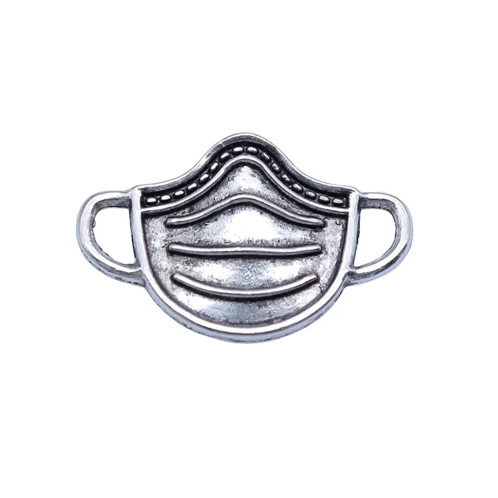 14x23mm 1g Antique Silver Zinc Alloy Face Mask Charm Pendant for Bracelet Necklace DIY Jewelry