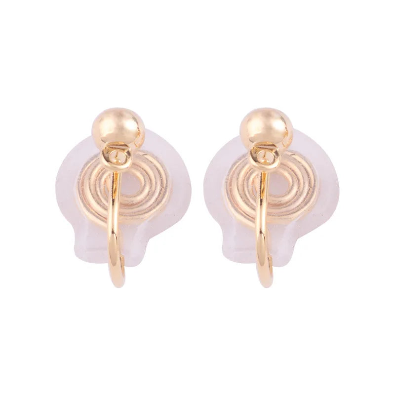 Elegant Gold Alloy Spiral Ball Stud & Clip On No Piercing Invisible Silicone Ear Cuff Earrings
