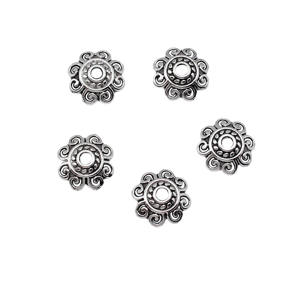 12x12mm 0.42g Multicolor Zinc Alloy Flower Bead Caps Jewelry Findings for DIY Beaded Accessories