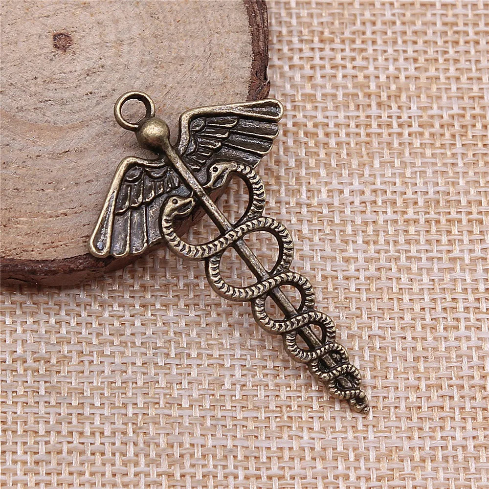 49x30mm 5.27g Multicolor Zinc Alloy Cane Medical Symbol Charm Pendant for DIY Jewelry Making