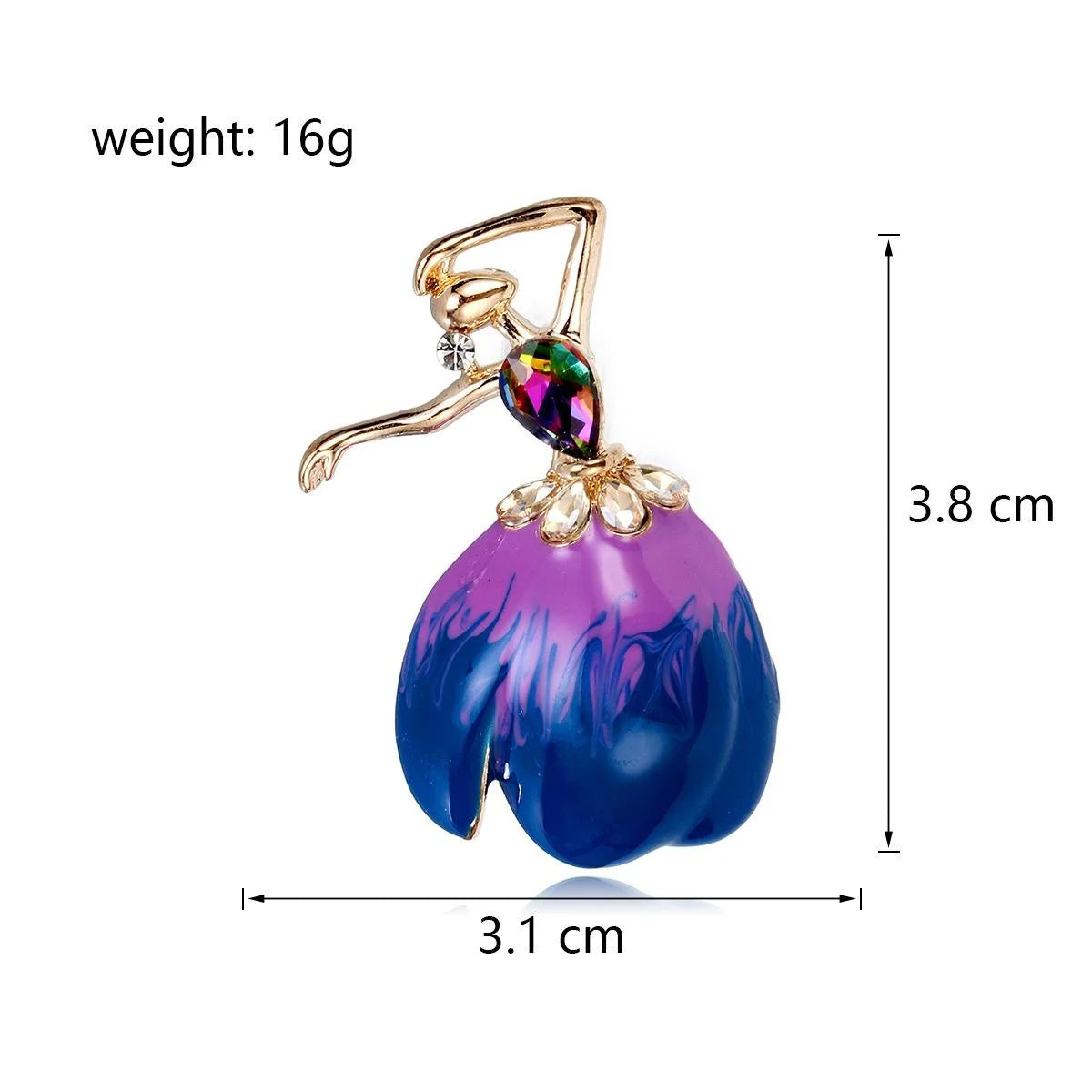 Elegant Ballet Girl Enamel Brooch With Rhinestone Alloy Dancer Lapel Pin Corsage Suit Accessory Gift