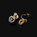 Vintage Red Heart Zircon Rhinestone Alloy Stud & Clip On No Piercing Baroque Drop Earrings