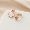 Elegant Rose Gold Honeycomb Spiral C Hoop Alloy Rhinestone Stud & Clip On No Piercing Earrings