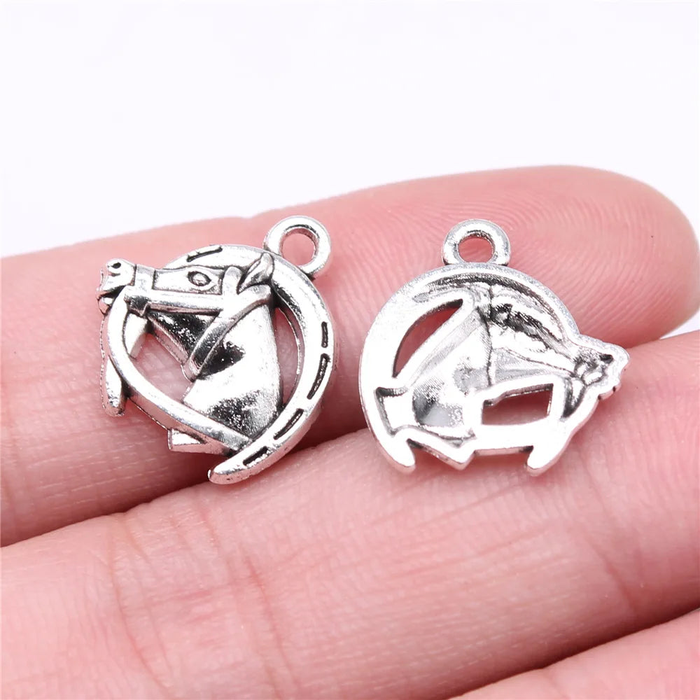 17x15mm 1.5g Multicolor Zinc Alloy Horseshoe Horse Head Charm Pendant for DIY Jewelry Making