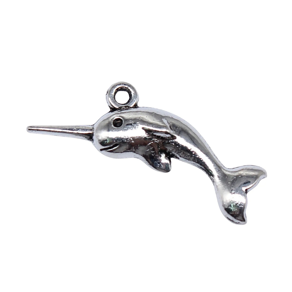 17x27mm 0.86g Antique Silver Zinc Alloy Narwhal Charm Pendant for DIY Jewelry Making