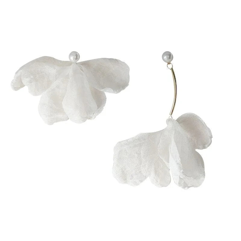 Forest Fairy Floral Lace Mesh Stud Earrings Silver Plated Pin Korean Handmade Summer Jewelry