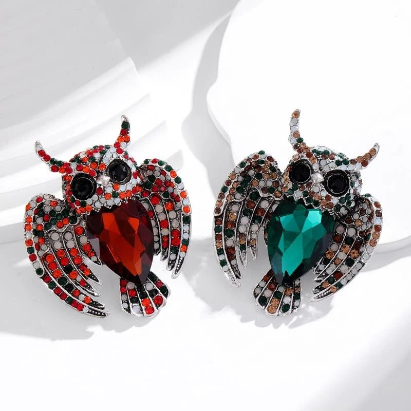 Luxury Rhinestone Crystal Owl Brooch With Spread Wings, Elegant Animal Lapel Pin Corsage Gift