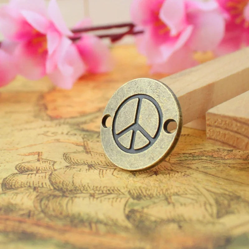 24MM Antique Silver Zinc Alloy Peace Symbol Charm Pendant for DIY Necklace Bracelet Jewelry Making