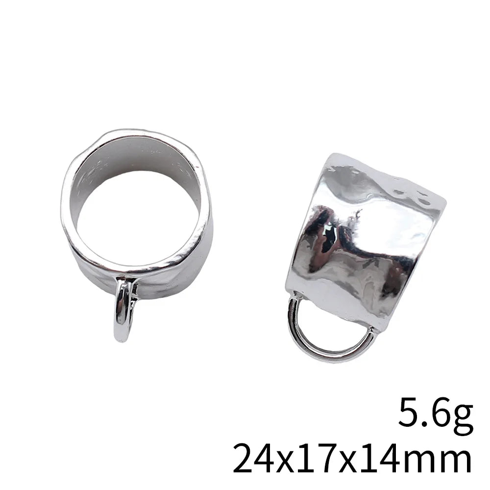 24x17x14mm 5.6g Bright Silver Zinc Alloy Hammered Scarf Buckle Jewelry Finding for DIY Scarf Accessories