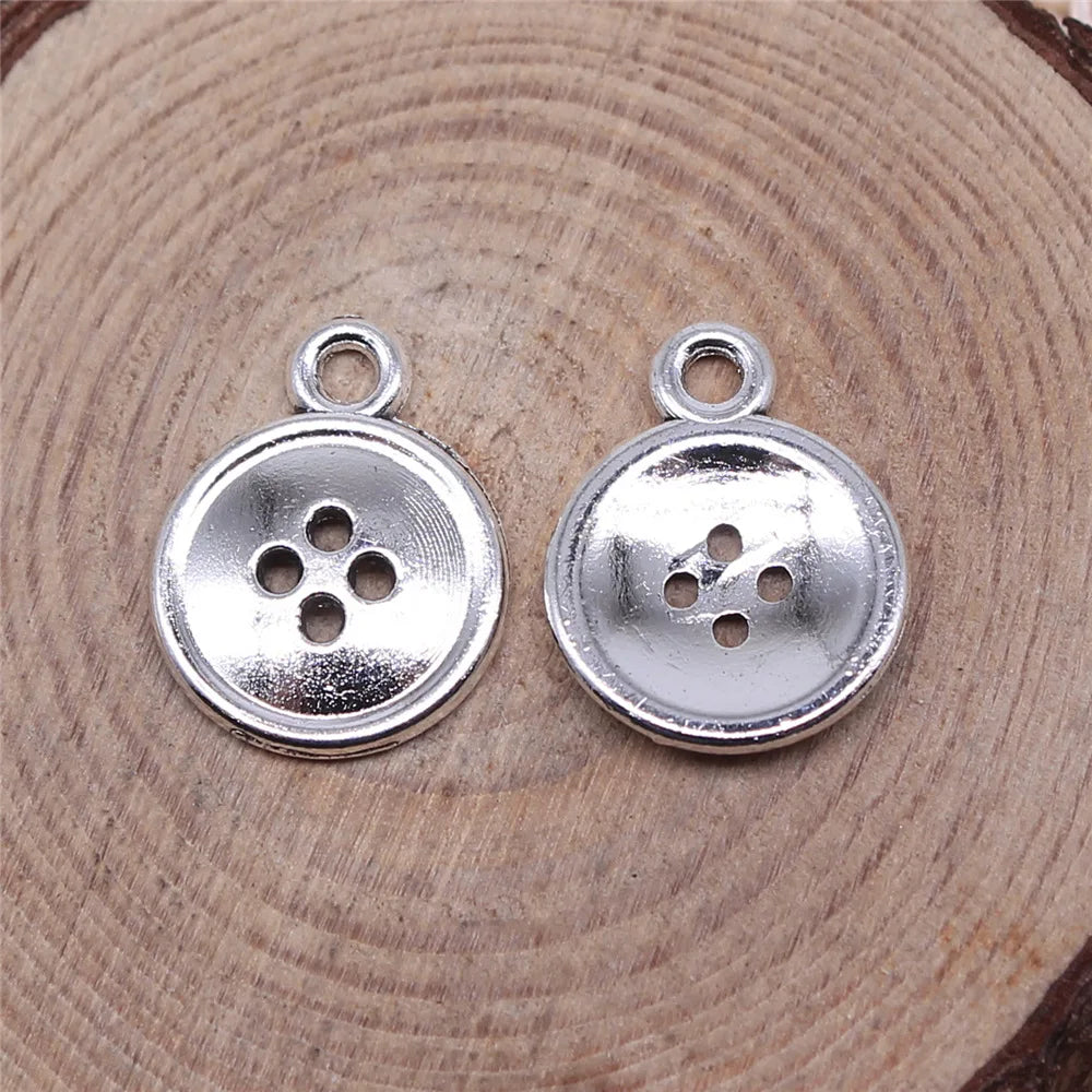 17x13mm 1.1g Multicolor Zinc Alloy Button Charm Pendant for DIY Bracelet Necklace Earring Making