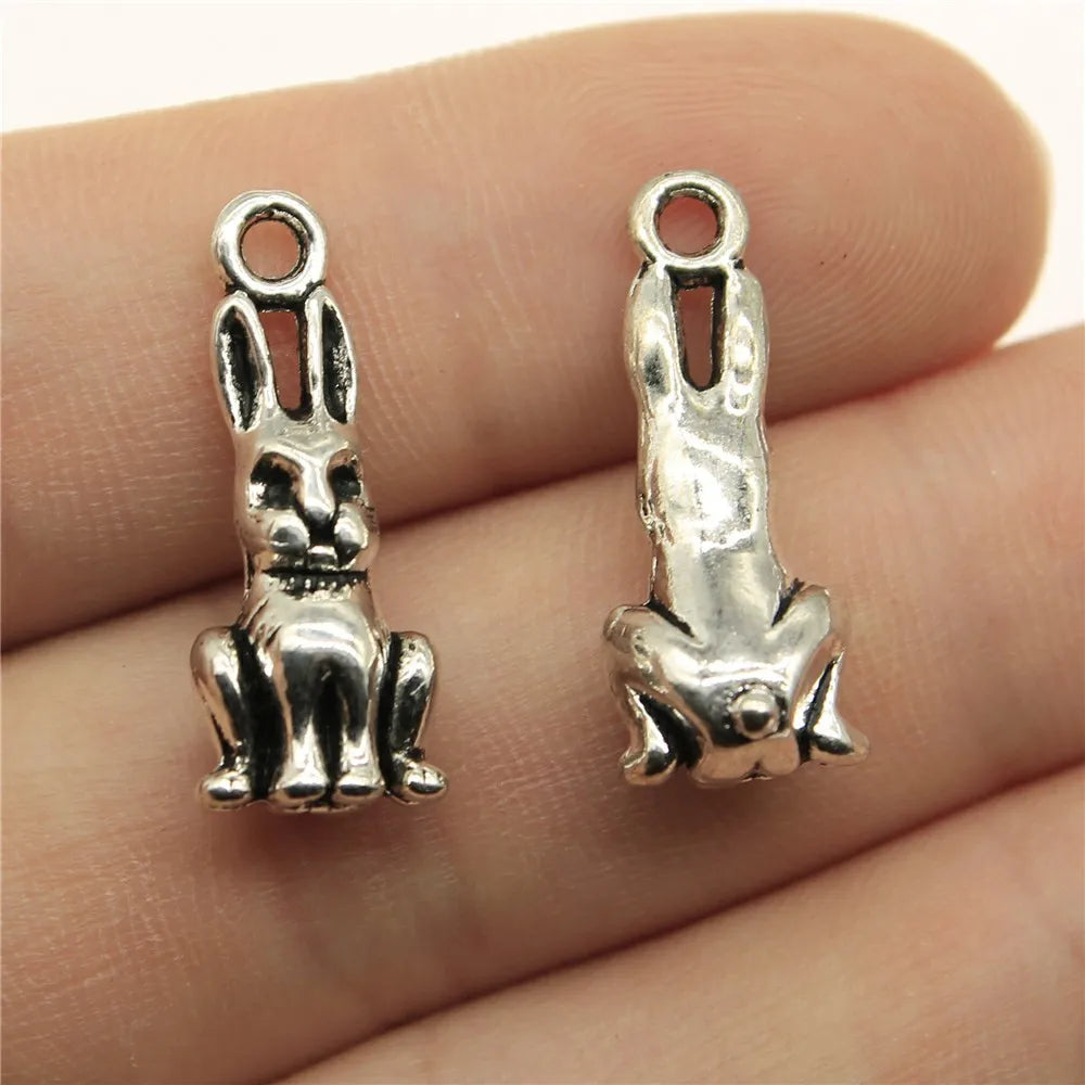 24x10x8mm 2.6g Antique Silver Zinc Alloy Rabbit Charm Pendant for DIY Necklace Bracelet Jewelry Making