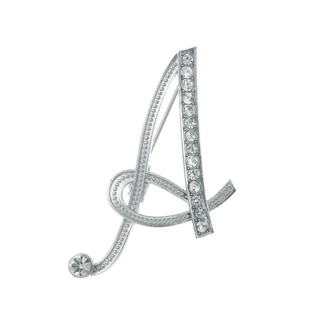 Elegant Rhinestone Alloy Letter A Brooch, Crystal Alphabet Lapel Pin Corsage Suit Accessory Gift