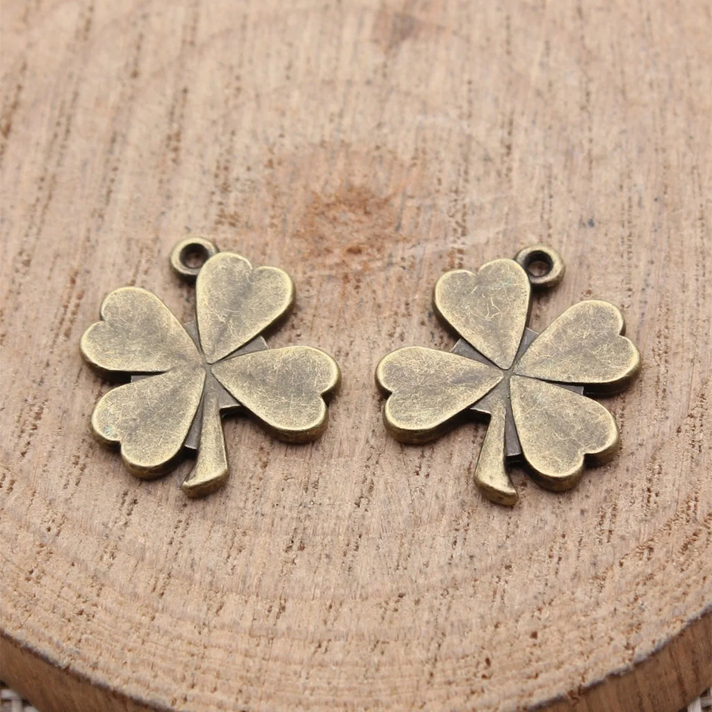 16x15mm 1.4g Multicolor Zinc Alloy Four Leaf Clover Charm Pendant for DIY Bracelet Necklace Jewelry