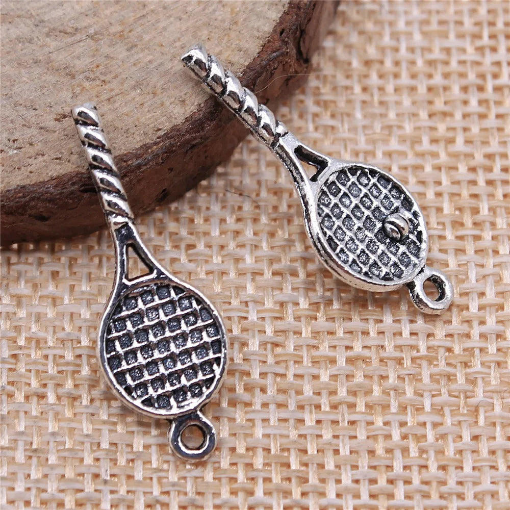 30x10mm 1g Multicolor Zinc Alloy Tennis Racket Charm Pendant for DIY Bracelet Necklace Making