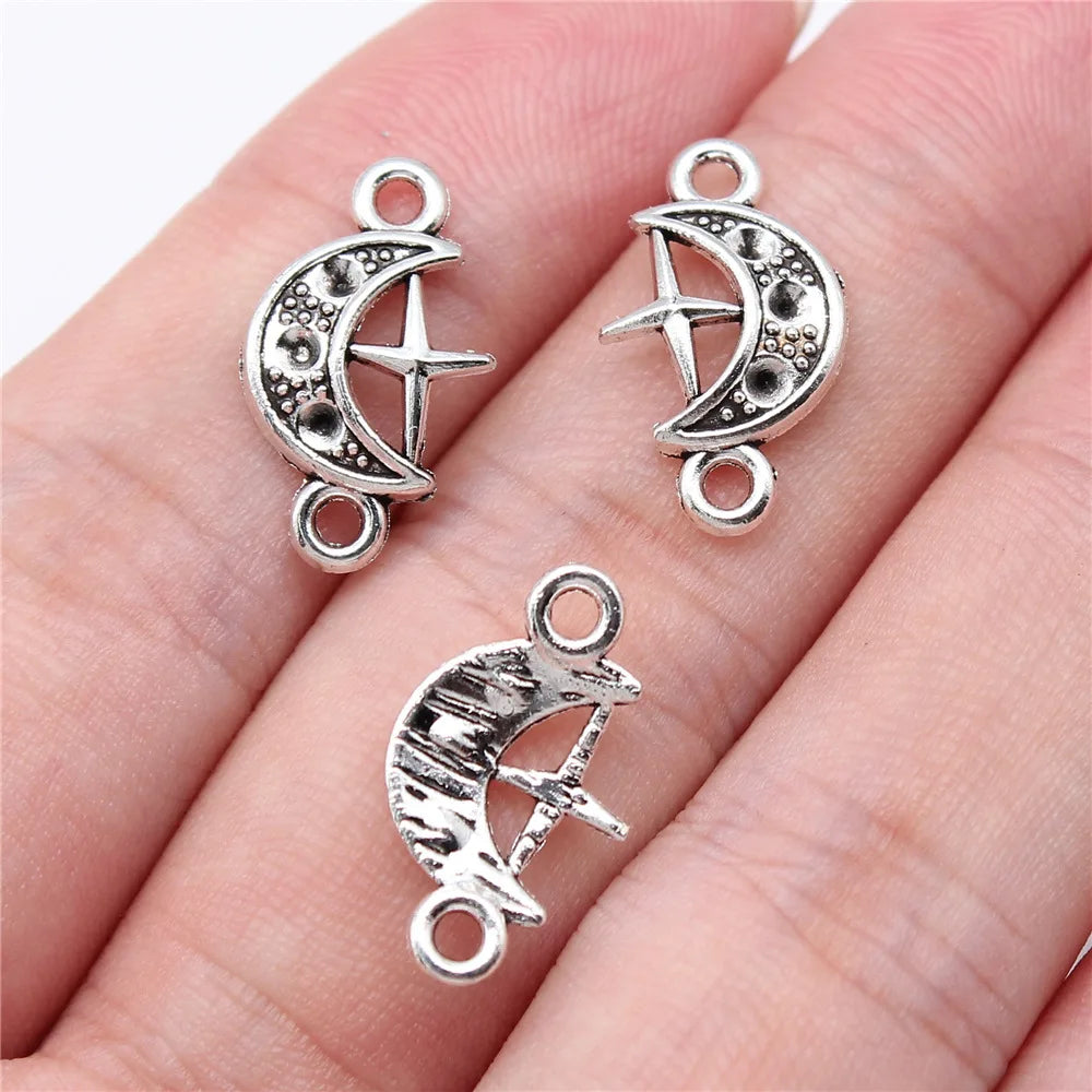 10x18mm 0.6g Zinc Alloy Moon Star Cross Charm Pendant for DIY Necklace Bracelet Jewelry Making