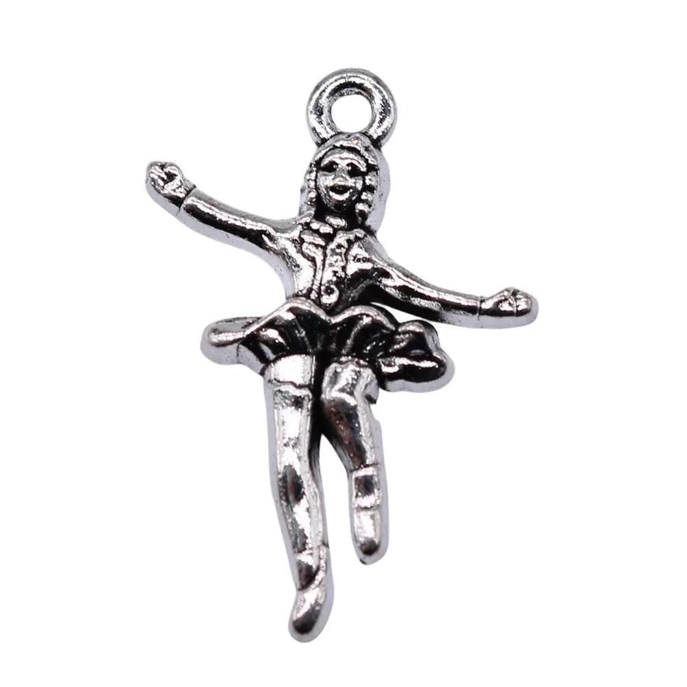 27x19mm 1.61g Antique Silver Zinc Alloy Ballet Dancer Charm Pendant for DIY Necklace Bracelet Making