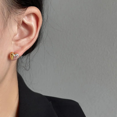 Thickened 18K Real Gold Plated Copper Heart Zircon Micro Pave Drop Earrings For Women
