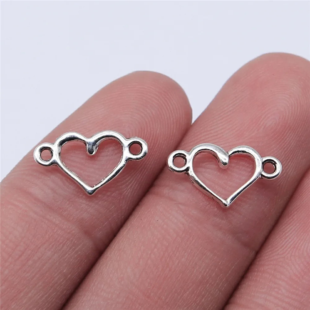 15x9mm 0.25g Multicolor Zinc Alloy Hollow Heart Connector Charm for DIY Bracelet Jewelry Making
