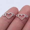 15x9mm 0.25g Multicolor Zinc Alloy Hollow Heart Connector Charm for DIY Bracelet Jewelry Making