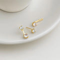 Two Way Wear Geometric Round Zircon Copper Stud Earrings Light Luxury Style