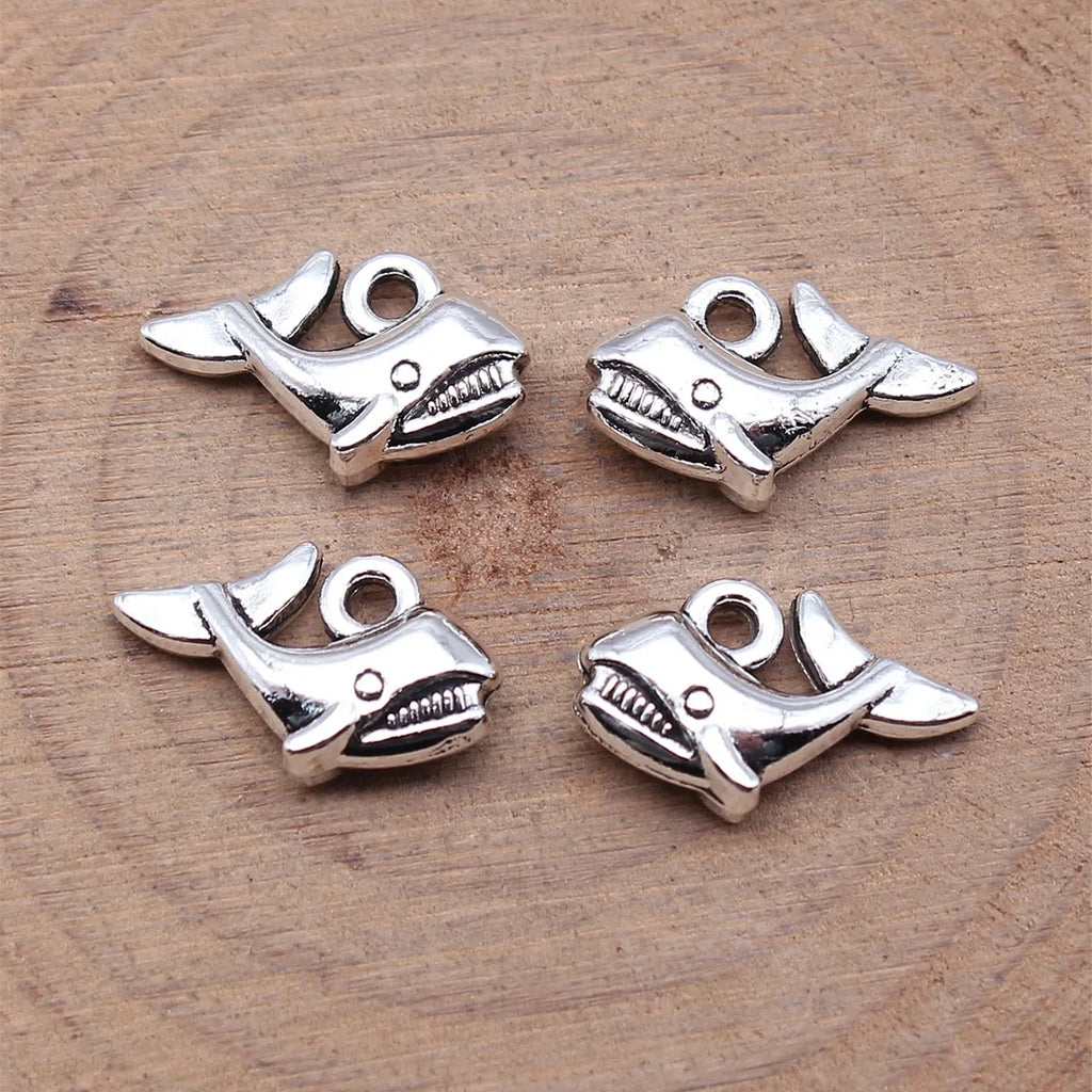 15x10mm 1.2g Multicolor Zinc Alloy Shark Charm Pendant for DIY Ocean Theme Jewelry Making