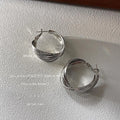 Sweet Cool Round Geometric Metal Stud Earrings With Silver Plated Pins For Women