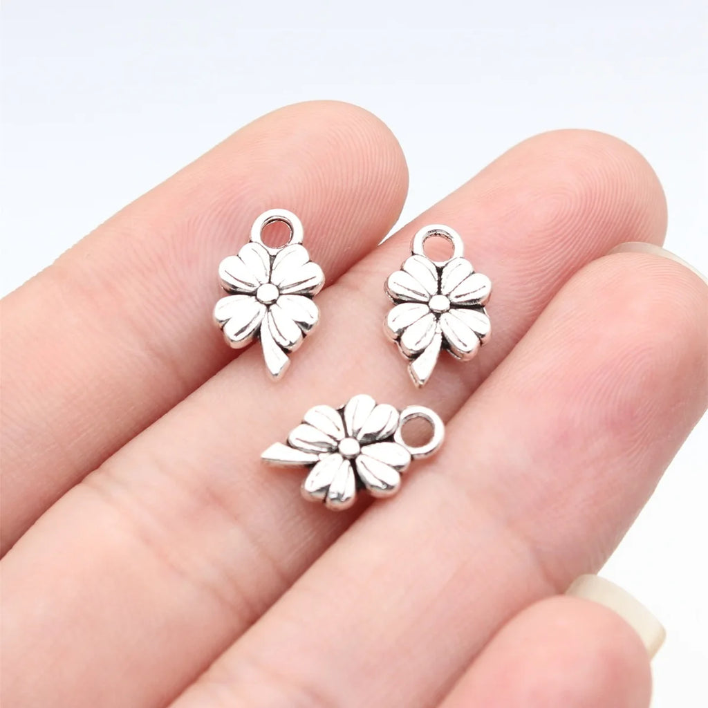 13x8mm 0.69g Multicolor Zinc Alloy Four Leaf Clover Charm Pendant for DIY Bracelet Necklace Jewelry