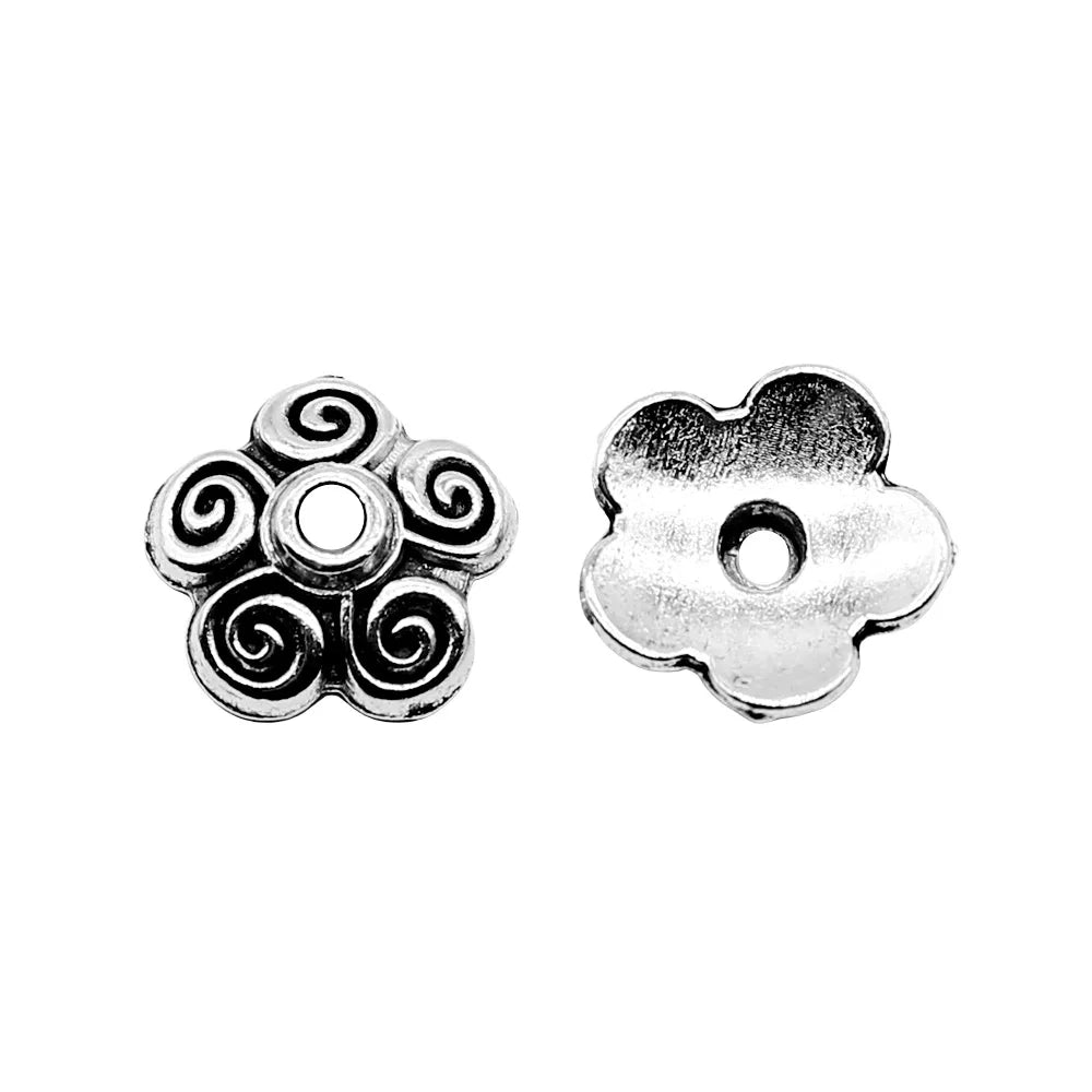 10x10mm 0.6g Antique Silver Zinc Alloy Flower Bead Cap Spacer Findings for DIY Bracelet Making