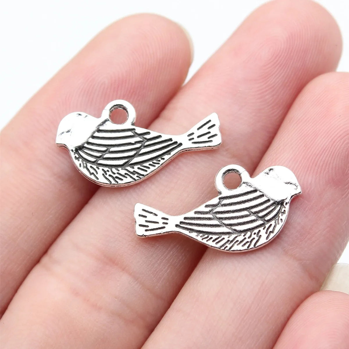 21x11mm 0.87g Antique Silver Zinc Alloy Double Sided Bird Charm Pendant for DIY Necklace Jewelry Making