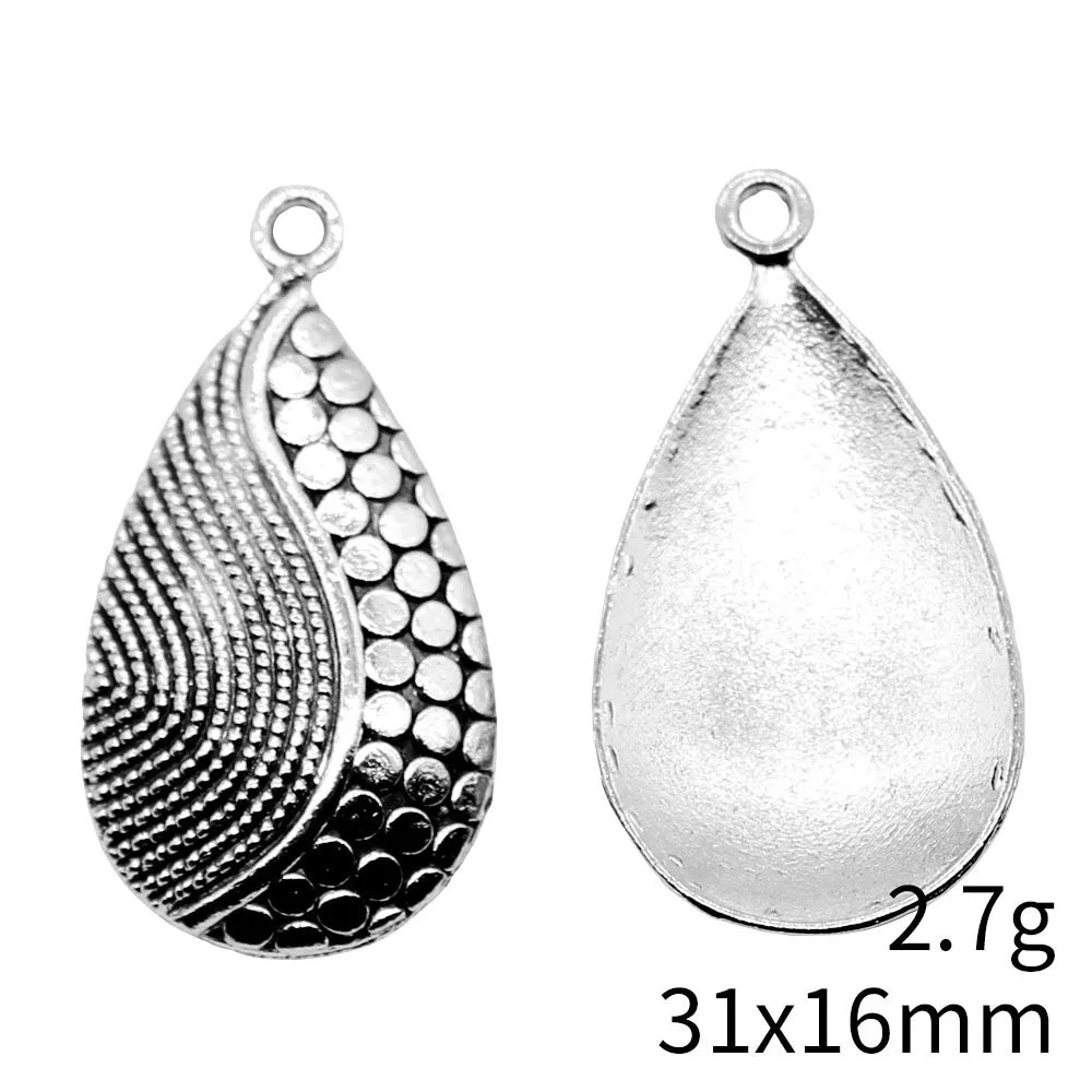 31x16mm 2.7g Antique Silver Zinc Alloy Teardrop Charm Pendant for DIY Necklace Jewelry Making