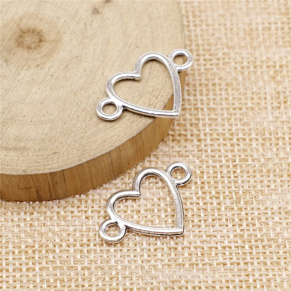 16x24mm 0.8g Multicolor zinc alloy hollow Heart connector charm for DIY bracelet necklace making