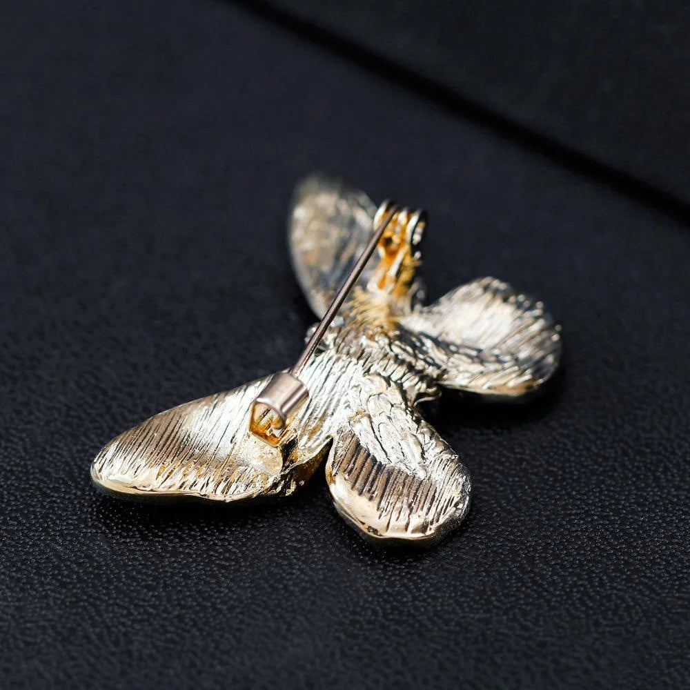 Elegant 3D Enamel Butterfly Brooch Alloy Rhinestone Lapel Pin Corsage For Women's Suit Accessory Gift
