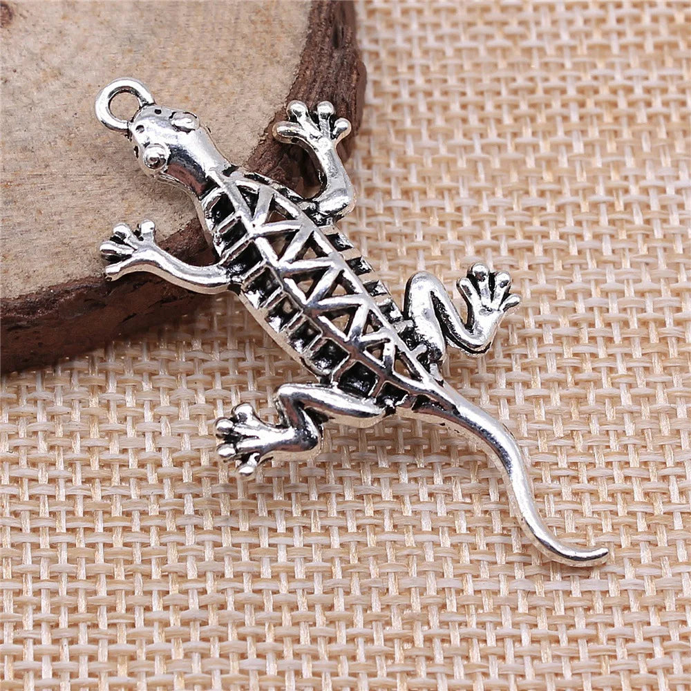 50x26mm 4.4g Multicolor Zinc Alloy Gecko Lizard Charm Pendant for DIY Animal Jewelry Accessories