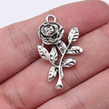 32x19mm 2.7g Antique Silver Zinc Alloy Flower Charm Pendant for DIY Vintage Jewelry Making