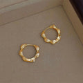 14K Gold Plated Copper Micro Pave Zircon Geometric Round Drop Earrings Minimalist Fashion