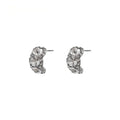 Sparkly Rhinestone U-Shaped Copper Drop Earrings, Silver-Plated Minimalist Commuter Jewelry