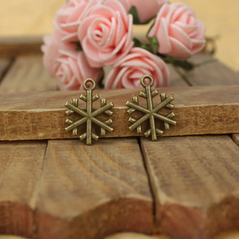 20x15MM Antique Silver Zinc Alloy Snowflake Charm Pendant for DIY Necklace Bracelet Jewelry Making